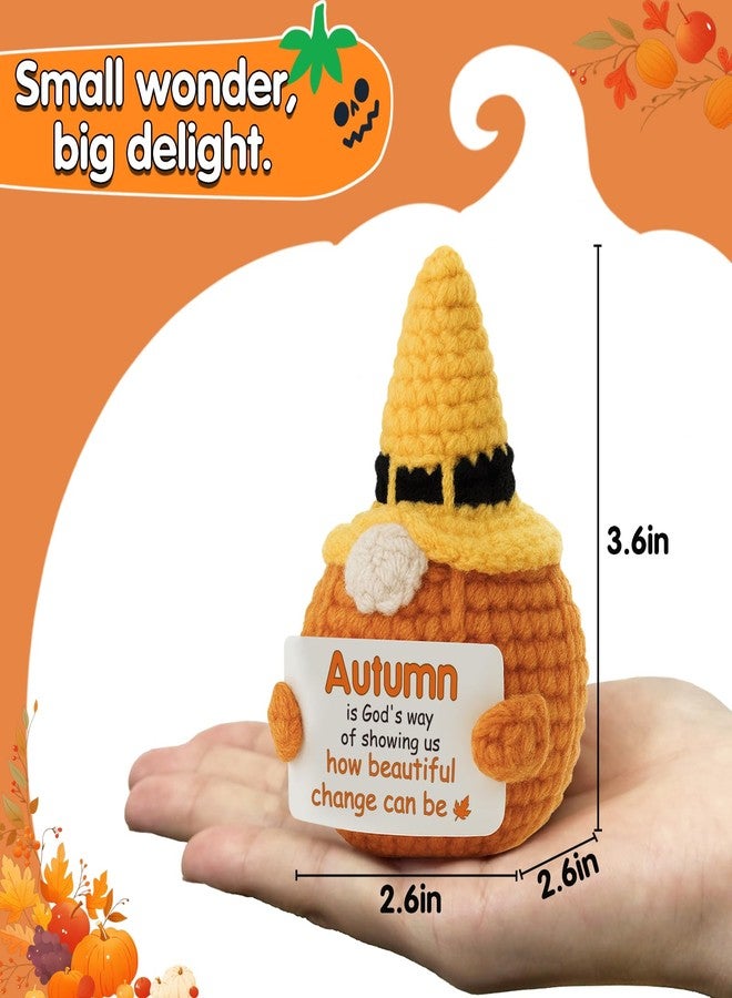 Frabaca Pumpkin Gnome Crochet with Halloween Witch Hat and Inspirational Message 'Autumn is God’s Beautiful Change' for Autumn Fall Season Harvest Thanksgiving Gift, Holiday Ornaments Home Table Decor - Image 5